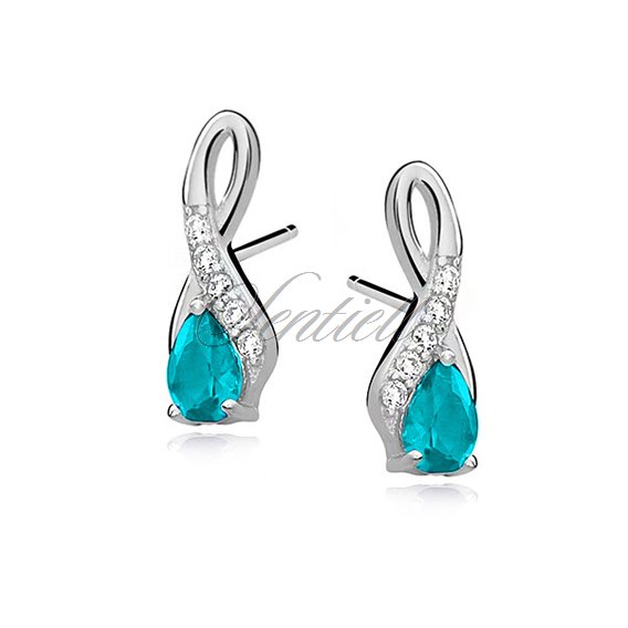 Silver (925) earrings with aquamarine zirconia