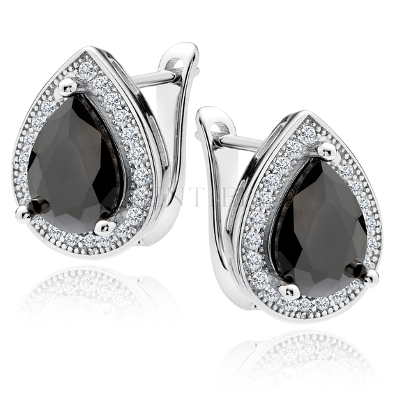 Silver (925) earrings with black zirconia