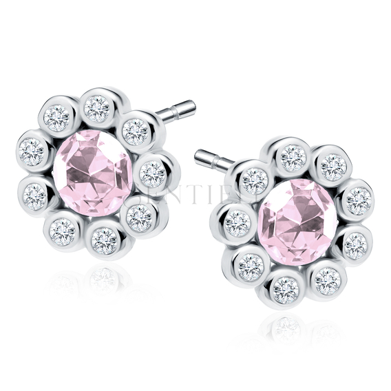 Silver (925) earrings with light pink zirconia