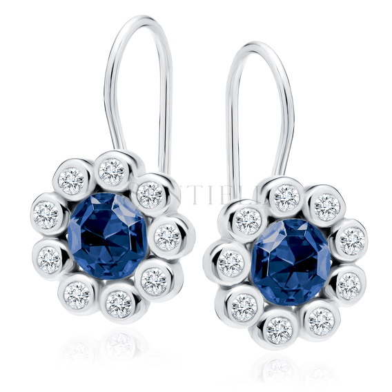 Silver (925) earrings with sapphire zirconia