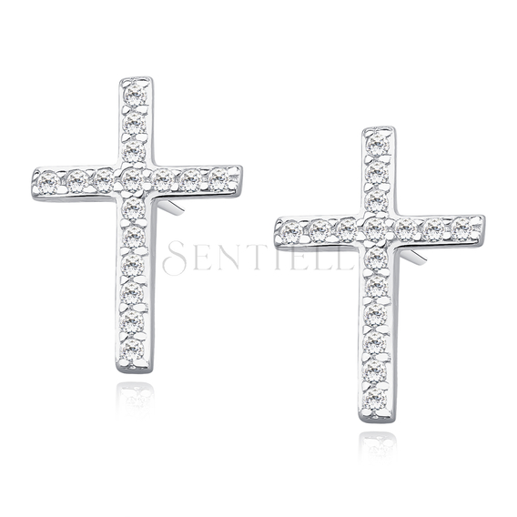 Silver (925) earrings with zirconia - crosses