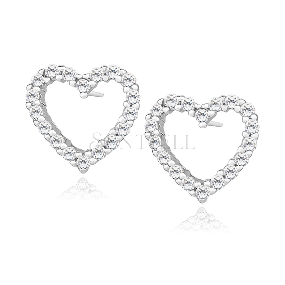 Silver (925) earrings with zirconia - hearts
