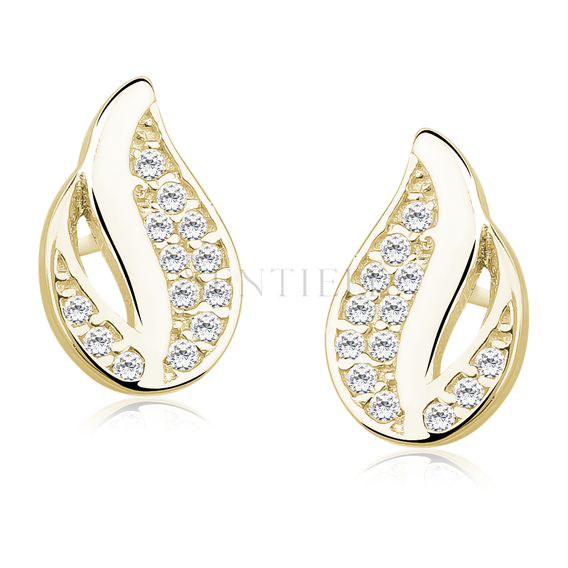 Silver (925) elegant earrings - gold-plated flame with zirconia