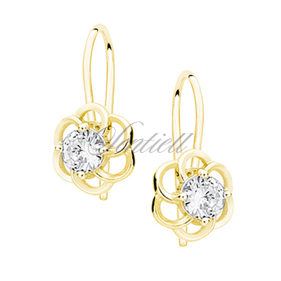 Silver (925) elegant earrings - gold-plated flowers with zirconia