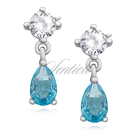 Silver (925) elegant earrings with aquamarine zirconia