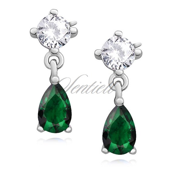 Silver (925) elegant earrings with emerald zirconia