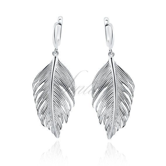 Silver (925) elegant feather earrings