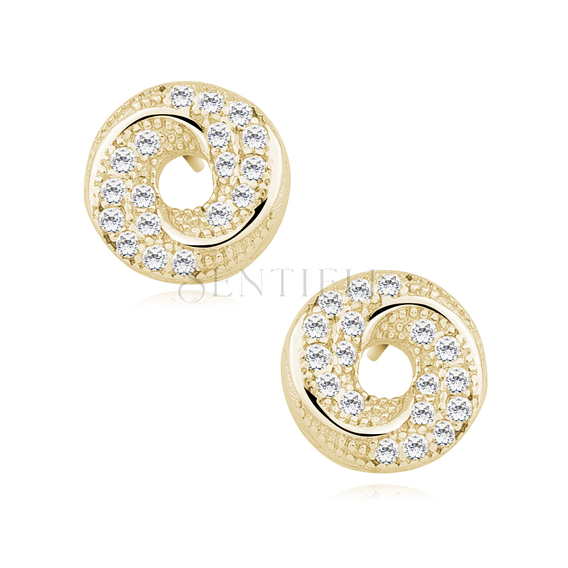 Silver (925) elegant gold-plated earrings with white zirconias