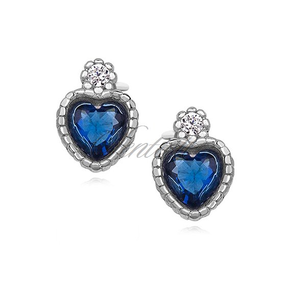 Silver (925) elegant heart earrings with sapphire zirconia
