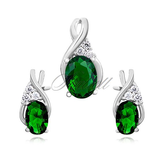Silver (925) elegant jewelry set with emerald zirconia