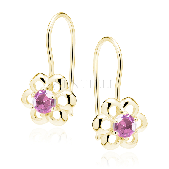 Silver (925) gold-plated Earrings pink zirconia