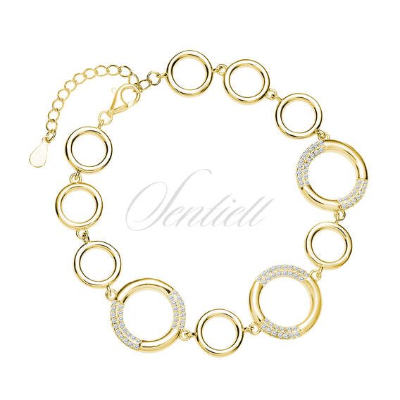 Silver (925) gold-plated bracelet - circles with white zirconias