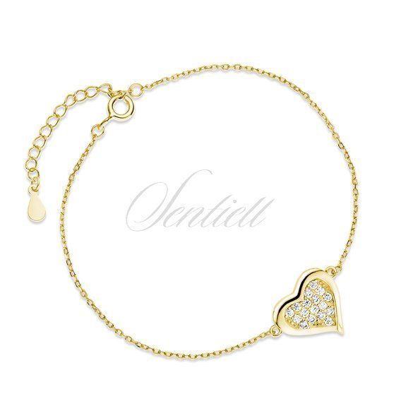 Silver (925) gold-plated bracelet, heart with zirconias