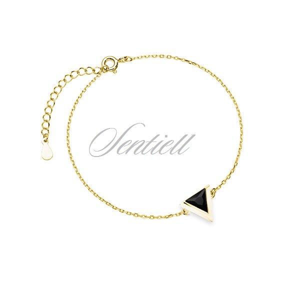 Silver (925) gold-plated bracelet - triangle with black zirconia