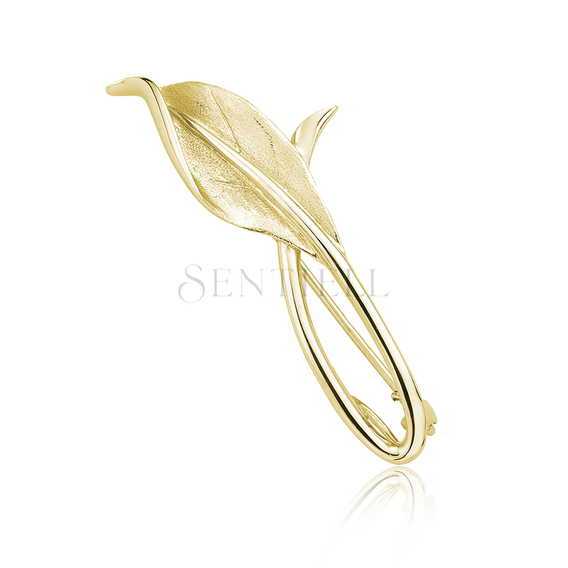 Silver (925) gold-plated brooch - leaf