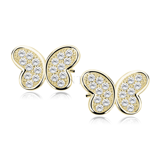 Silver (925) gold-plated butterfly earrings with zirconia