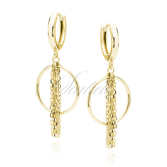 Silver (925) gold-plated earrings - circles with chains