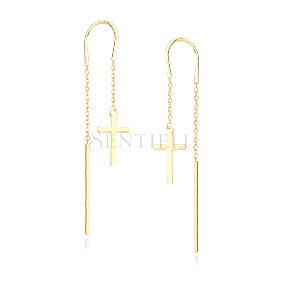 Silver (925) gold-plated earrings - crosses