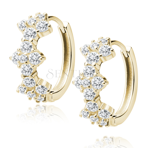 Silver (925) gold-plated earrings hoop with zirconias