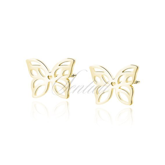 Silver (925) gold-plated earrings - openwork butterfly