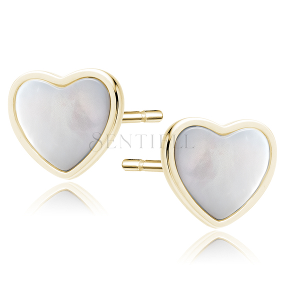 Silver (925) gold-plated earrings with Nacre - heart