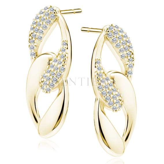 Silver (925) gold-plated earrings with white zirconias