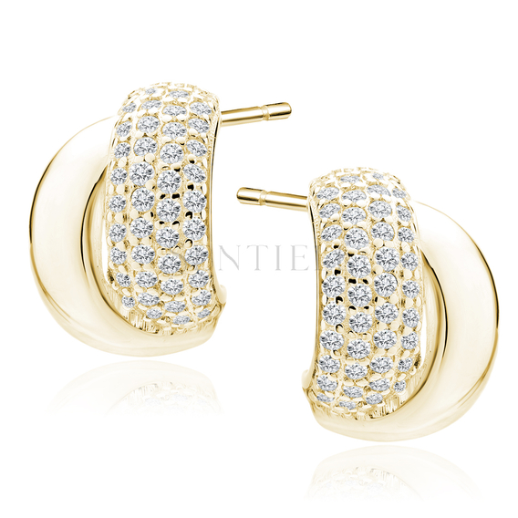 Silver (925) gold-plated earrings with white zirconias