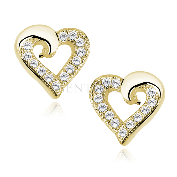 Silver (925) gold-plated heart earrings with zirconia