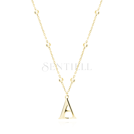 Silver (925) gold-plated necklace - letter A on chain with balls