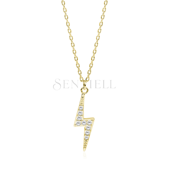 Silver (925) gold-plated necklace - lightning with zirconias