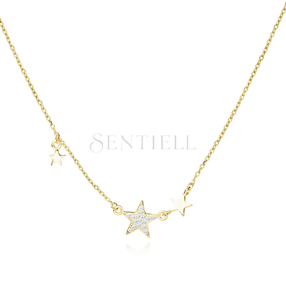 Silver (925) gold-plated necklace - stars with zirconia