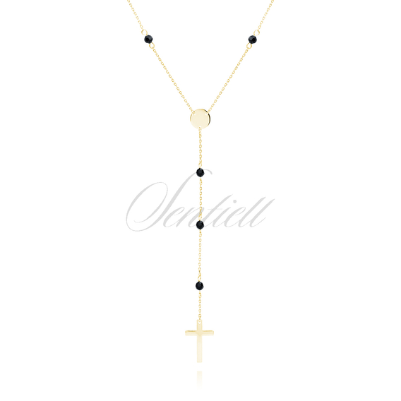 Silver (925) gold-plated necklace with black spinels and cross