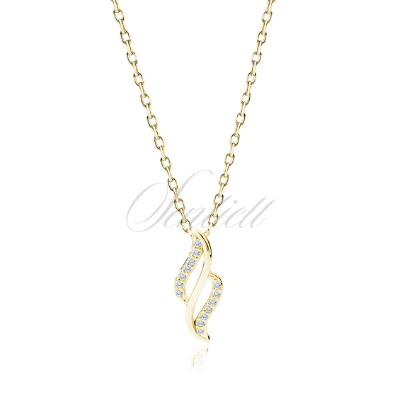 Silver (925) gold-plated necklace with white zirconias