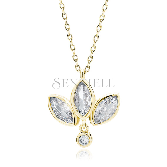 Silver (925) gold-plated necklace with white zirconias