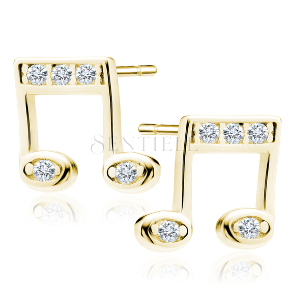 Silver (925) gold-plated note earrings with zirconia