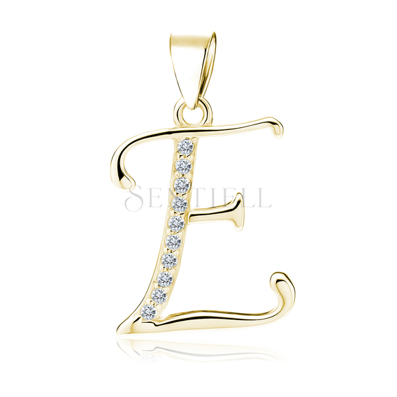 Silver (925) gold-plated pendant white zirconias - letter E