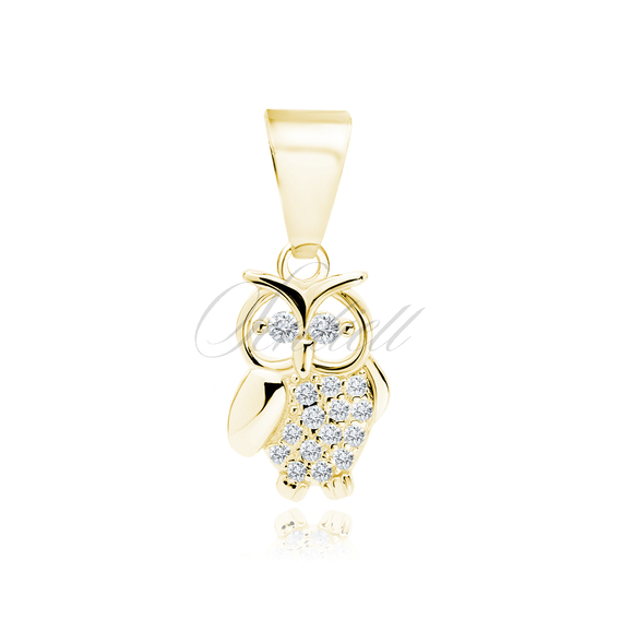 Silver (925) gold-plated pendant with white zirconias - owl