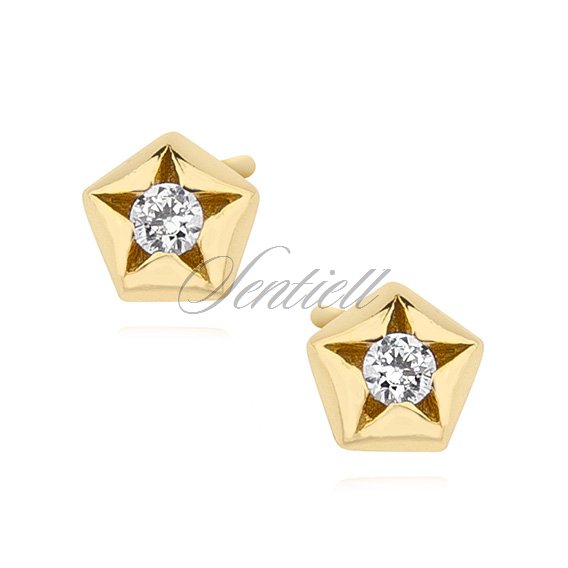 Silver (925) gold-plated star shape earrings with zirconia