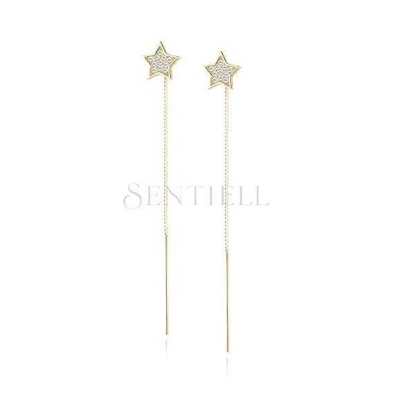 Silver (925) gold-plated stars earrings with zirconias