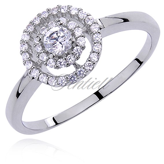 Silver (925) halo ring with white zirconia