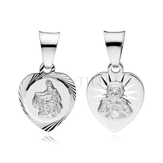 Silver (925) heart pendant - Jesus Christ / Scapular Mary