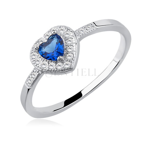 Silver (925) heart ring with sapphire zirconia
