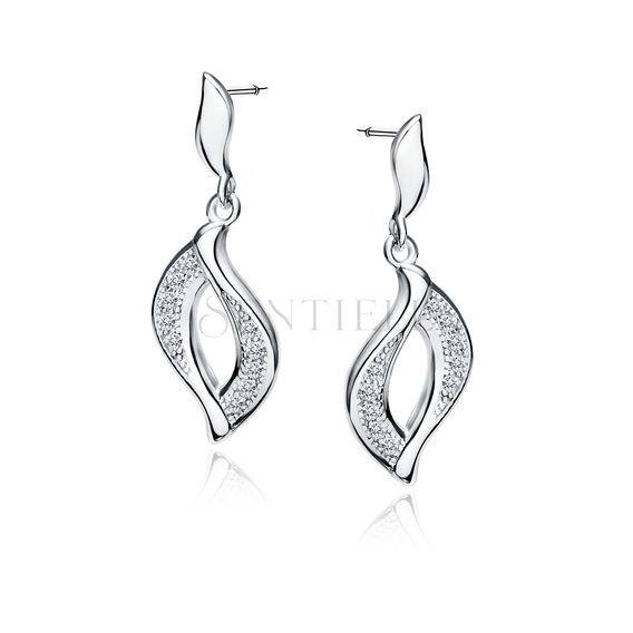 Silver (925) impressive earrings with white zirconias