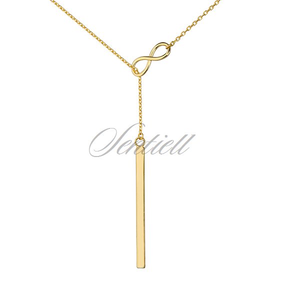 Silver (925) lariat necklace with infinity and rectangle pendant - gold plated