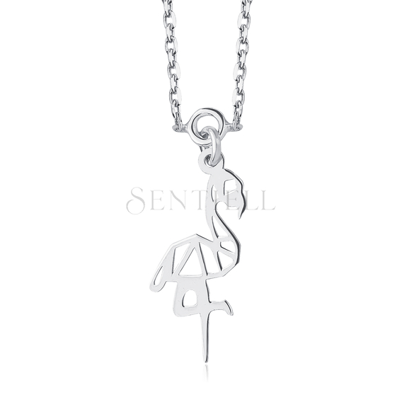 Silver (925) necklace - Origami flamingo