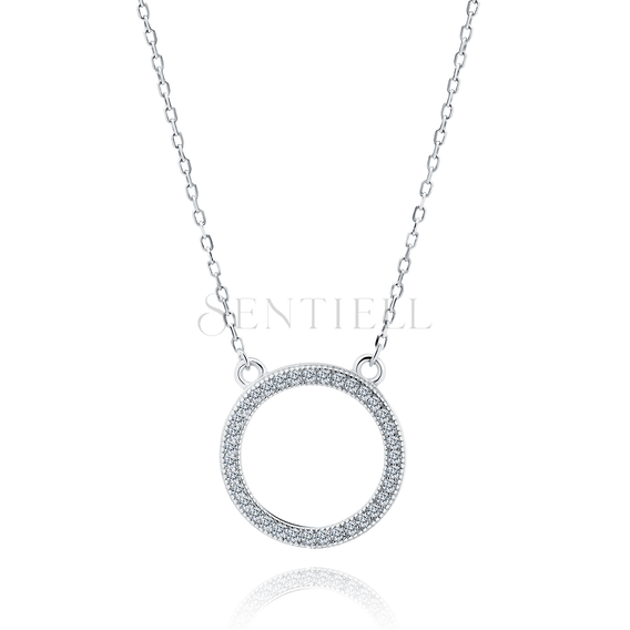 Silver (925) necklace - circle with white zirconias