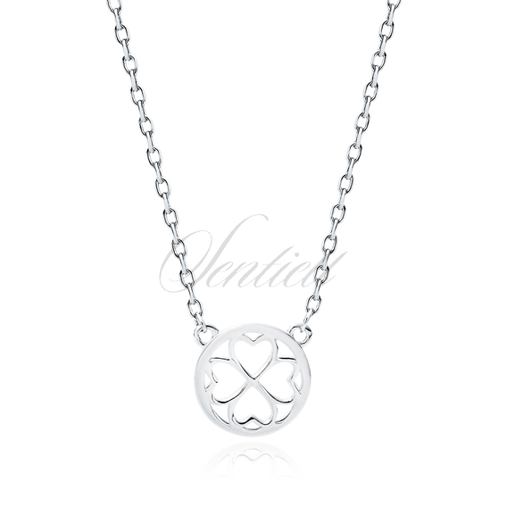 Silver (925) necklace - clover / hearts in a circle