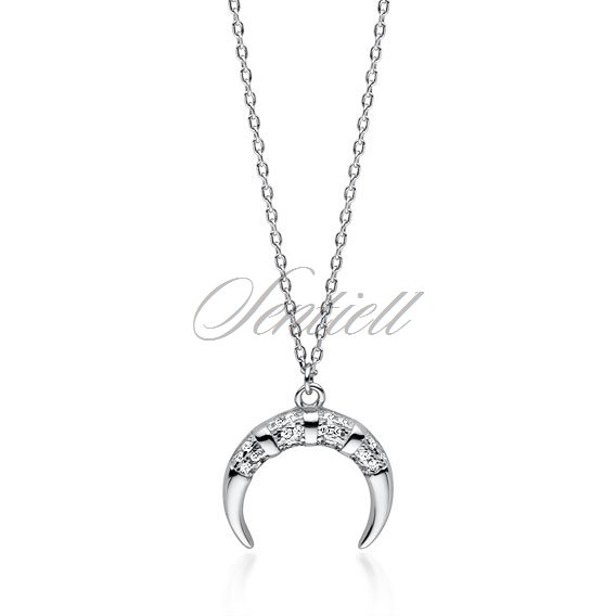 Silver (925) necklace  - crescent with zirconias