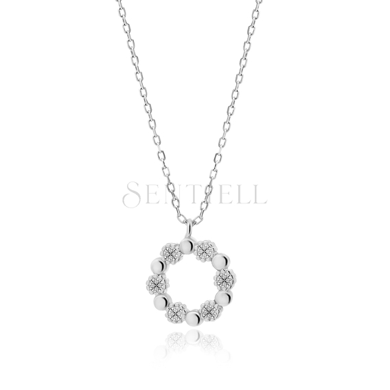 Silver (925) necklace - flower with zirconias