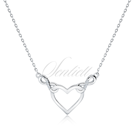 Silver (925) necklace - heart and infinities with white zirconias